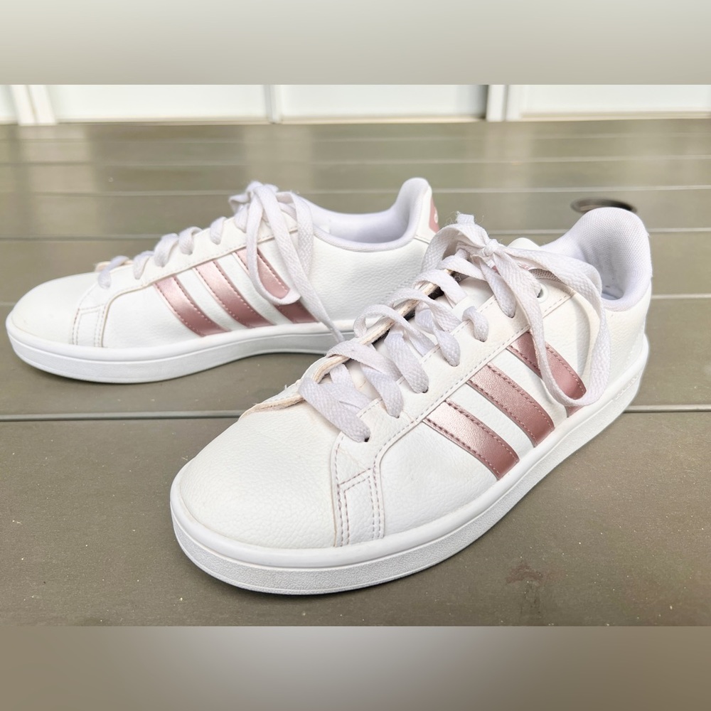 Adidas Neo CF Cloud Foam Advantage White & Rose Gold Pink sz 8.5 - All Leather